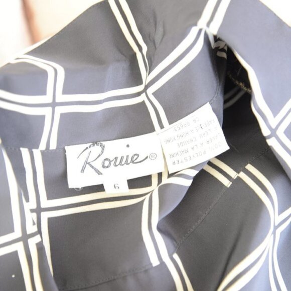 Vintage 1970s/1980s Windowpane Check Pleated Midi Wrap Dress Sz 6 - Picture 4 of 8